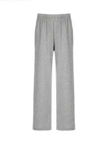 Women's Casual Floral Gray Button Straight Leg Long Sweatpants - Grey - View 1
