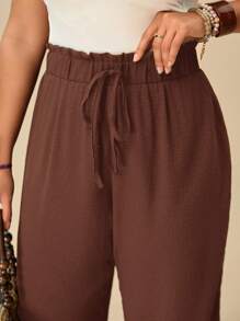 Travachic Quần ống đứng suông màu trơn cỡ lớn cho nữ - Lạc đà - Xem 5