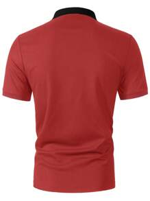 Manfinity Homme Men's Striped Short Sleeve Zip Half Placket Casual Polo Shirt - Multicolor - View 2