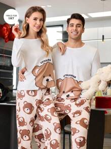 Cute Bear Pattern Men Pajama Set