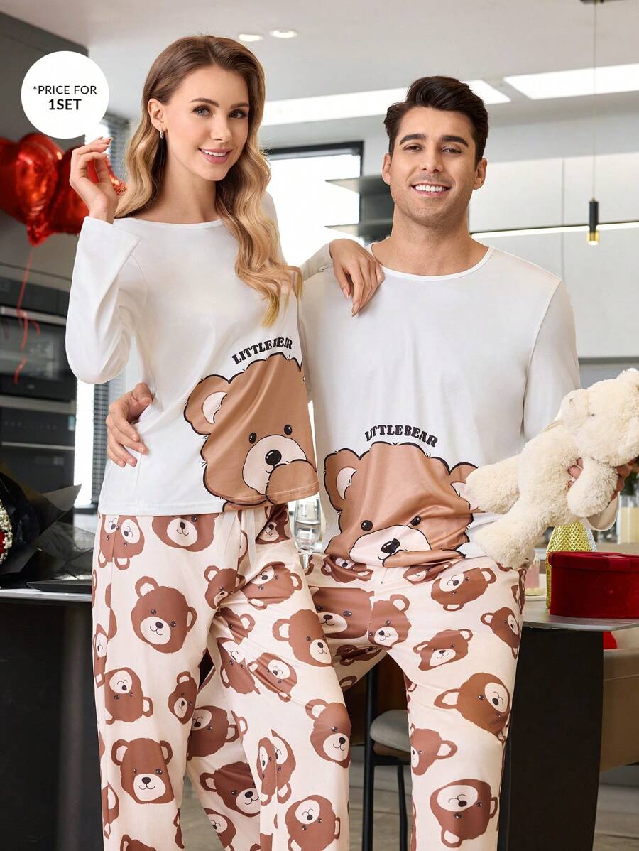 Cute Bear Pattern Men Pajama Set