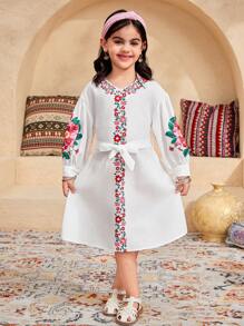 Váy chiffon rộng rãi thường ngày họa tiết hoa cho bé gái có tay bồng - Nhiều màu - Xem 4