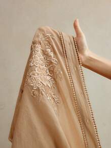 Anewsta Ensemble jupe et Top de grande taille, élégant, à manches longues, avec broderie florale et décoration de sequins, tenue parfaite pour la Saint-Valentin ou le Nouvel An - Kaki - Voir 8