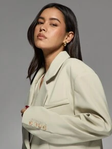 MISSGUIDED Blazer premium oversize, giacca da abito professionale per l'ufficio, con doppio petto e bavero, abbigliamento da lavoro adatto per autunno, inverno e primavera - Verde - Visualizzare 6