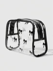 ROMWE Kawaii Modische, süße tragbare Make-up-Tasche mit Schleifen Muster