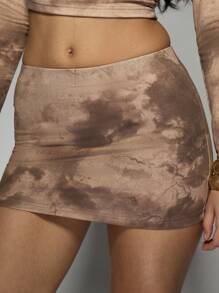 MISSGUIDED Top corto asimétrico con hombros descubiertos, drapeado, manga larga y brillo metálico - Prenda de moda para salir de noche y eventos - Marrón - Ver 6