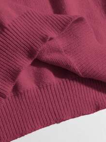 Chiquease Pull tricoté à manches longues, style casual, avec broderie de lettre. pull tricoté pour l'automne et l'hiver - Rouge foncé - Voir 5