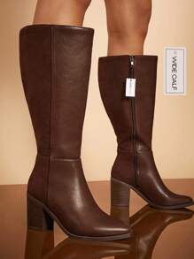 SHUZIA Bestseller Women's Wide Shaft&Wide Fit Brown Knee High Boots New Year Holiday