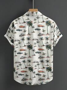 Manfinity RSRT Men's Palm Tree Print Short Sleeve Single Breasted Casual Shirt - Apricot - View 2