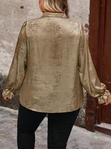 SHEIN LUNE Plus Size Plain Casual Shirt, Everyday Wear