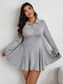 Calvaya Set de 2 piezas: Vestido tipo polo de cuello alto sexy y elegante + Leggings para mujeres talla grande, estilo campus