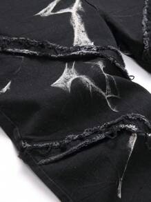 Manfinity LEGND Men's Simple Front Button Pocket Frayed Edge Casual Jeans - Black - View 3