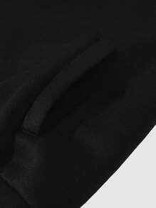 Manfinity Roghcode Men's Casual Letter & Star Print Loose Fit Baseball Jacket, Spring/Autumn - Black - View 3