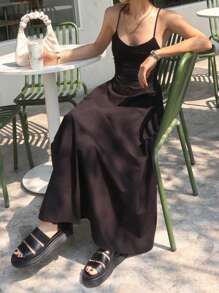 DAZY Đầm suông hở lưng không tay thanh lịch cho nữ - màu đen - Xem 7