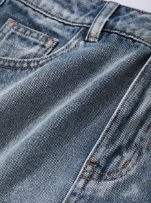 DAZY 女式短款牛仔 A 字裙，带口袋，休闲牛仔裙