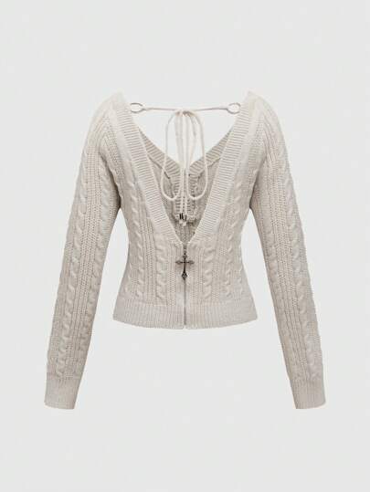 Y2K Gyaru Minimalist Two-Way Wear Cardigan Sweater, Versatile