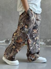 TaviRue 1 件装年轻男孩休闲运动可爱图案印花直筒裤，适合日常穿着、上学、聚会，适合春夏秋冬季节、返校和秋季服装 - 彩色 - 查看 6