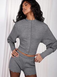 COSMINA Women's Regular Grey Knitted Cardigan