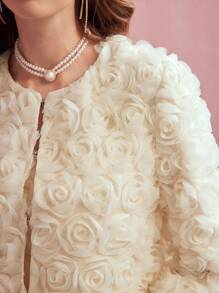 MOTF PREMIUM MESH FLORAL PATCHED BOXY COAT,VALENTINE'S DAY,SPRING/SUMMER - Yellow - View 2