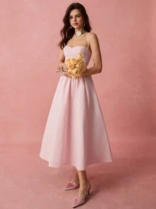 Enchnt Vestido largo con tirantes finos y pliegues de color rosa suave para mujeres, romántico, ideal para el Día de San Valentín, cumpleaños, fiestas de vacaciones, citas románticas y uso diario