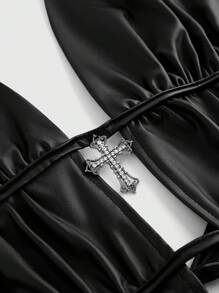 ROMWE Grunge Punk 女士时尚性感吊带露背迷你吊带连衣裙 - 黑色 - 查看 3