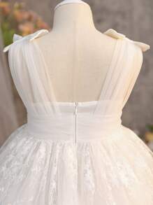 SHEIN 年轻女孩编织蕾丝方领修身休闲连衣裙