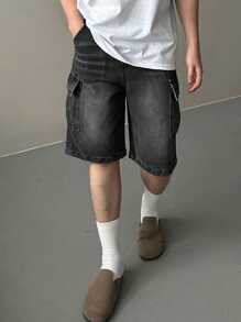 DAZY 男士休闲宽松工装口袋牛仔短裤夏季