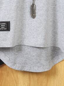 SHEIN 2 件套年轻男孩休闲舒适时尚简约实用百搭字母和图形印花前短后长圆领短袖 T 恤，适合夏季度假、旅行、放松、日光浴 - 彩色 - 查看 5