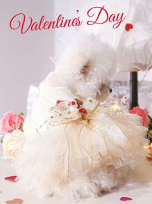PETSIN 1pc Cute Wedding Teddy Bear/Dog Princess Dress, For Poodle/Bichon Frise/Yorkie, Valentine's Day Pet Outfit, For Gifts