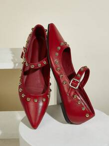 SHUZIA Women's Pointed Toe Comfort Soft Slip On Flats Spring Shoes Spring Break Easter - Burgundy - View 2