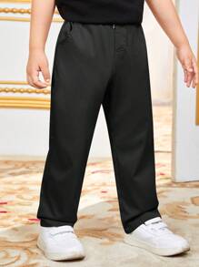 Tween Boys' Solid Color Woven Casual Pants - Black - View 4