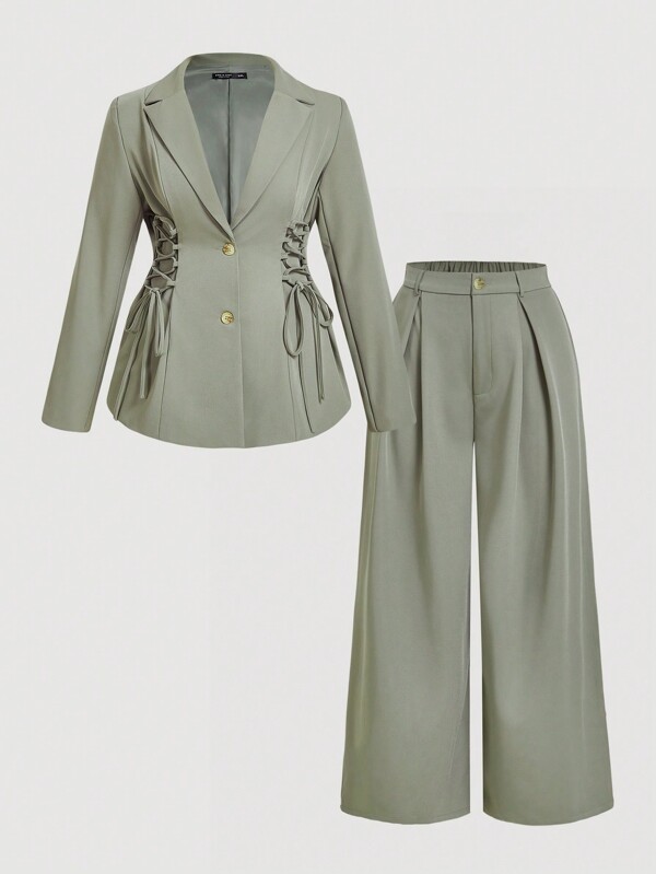 SHEIN MOD Ensemble tenue rétro avec attache en grande taille