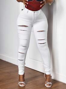 Slaydiva Women's Casual Denim Jeans, Minimalist & Fashionable For Everyday Wear - White - View 5