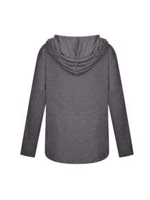 SHEIN EZwear Femmes T-shirt à capuche ample asymétrique décontracté à manches longues