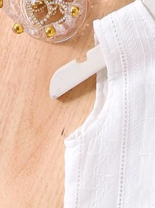Conjunto de top sin mangas bordado + pantalones cortos bordados, estilo nuevo para niña bebé - Blanco - Ver 4