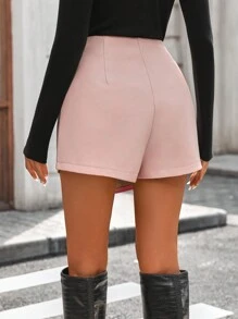 SHEIN Clasi Women's Light Pink Tie Knot Asymmetrical Mini Skirt