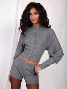 COSMINA Women's Regular Grey Knitted Cardigan