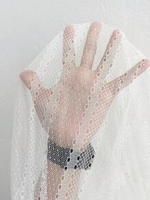 SHEIN LUNE Jupe évasée élégante en couleur unie avec volants en dentelle pour femmes grandes tailles, idéale pour les fêtes, le cocktail, la Saint-Valentin et le quotidien, printemps/été - Blanc - Voir 8