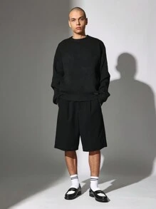 SUMWON Premium Ribbed Crew Neck Knit Sweater Winter Essential Pullover Long Sleeve Casual Knitwear Classic Soft Fall Jumper