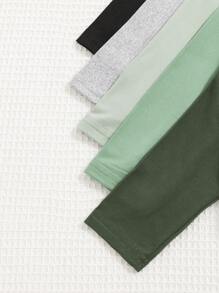 SHEIN Vintaside Kids 2 件套男婴休闲纯色圆领长袖 T 恤和裤子套装，5 件套组合装，适合春秋冬季