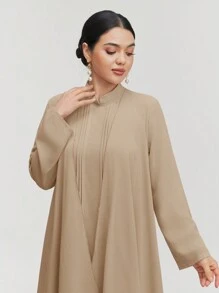 Graceveil Women Elegant Solid Color 2 In 1 Modest Long Sleeve Long Arabian Dress, Autumn - Apricot - View 6