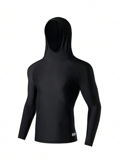 Manfinity KASUA Einfarbiges, langärmeliges, schmal geschnittenes, lässiges Surf T-Shirt mit Kapuze für Herren