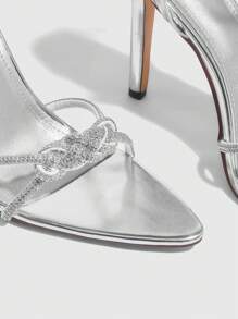 CUCCOO SZL 极简时尚细带组合高跟凉鞋，户外街头潮流水晶鞋跟百搭高跟鞋