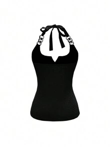 SHEIN Slayr Women Sleeveless Sexy Spaghetti Strap Metal Chain Slim Camisole Top