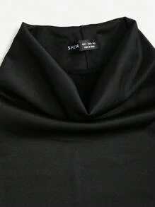 Sweetra Scoop Neck Halter Elegant Basic Camisole With Elastic Adjustable Criss-Cross Straps At Back - Black - View 6