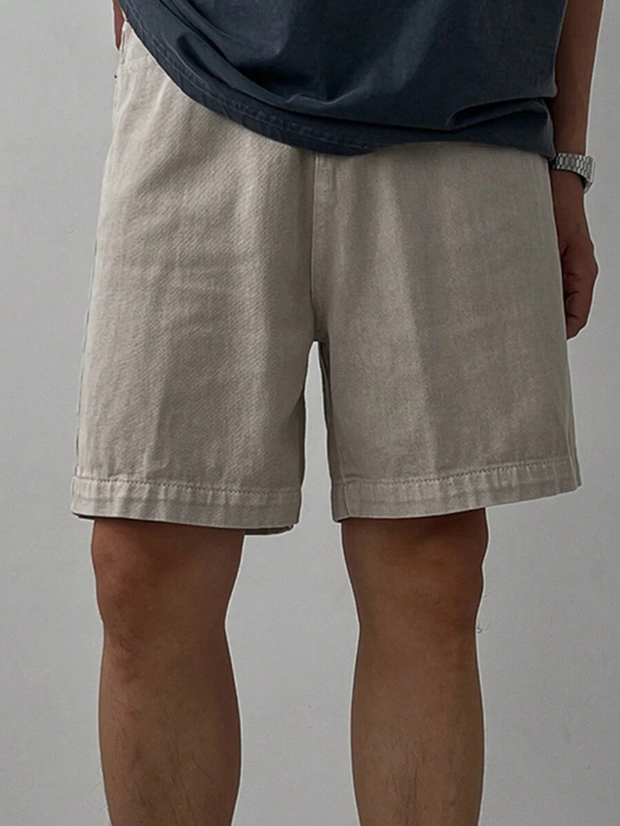 DAZY Men's Casual Khaki Solid Color Denim Shorts, Summer