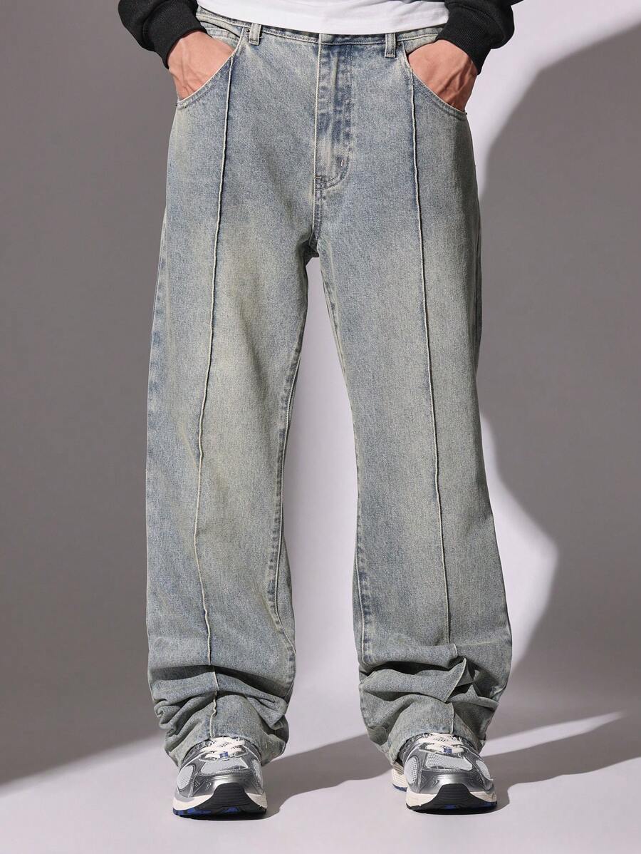 SUMWON Washed Flare Fit Jean With Pintuck Detail - Blue - View 1