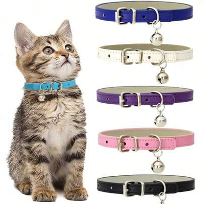 1 stuk schattige halsband met bel voor kleine en middelgrote honden en katten - Verstelbare halsband voor Bichon, Teddy, Yorkshire Terrier, Puppy, Kitten, Chihuahua, Poedel, Britse Korthaar - Zachte en lichte huisdieraccessoires, modieuze halsband met bel, cadeau voor dierenliefhebbers