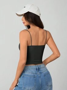 SHEIN VCAY Große Größen Trägertop mit eingebauten BH - Geeignet für Frühling, Sommer, Herbst, Winter - Dunkelgrau - Übersicht 2