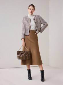 MOTF PREMIUM WOMEN SNAKE SKIN EMBOSSED RUCHED CHAIN CLUTCH - Brown - View 7